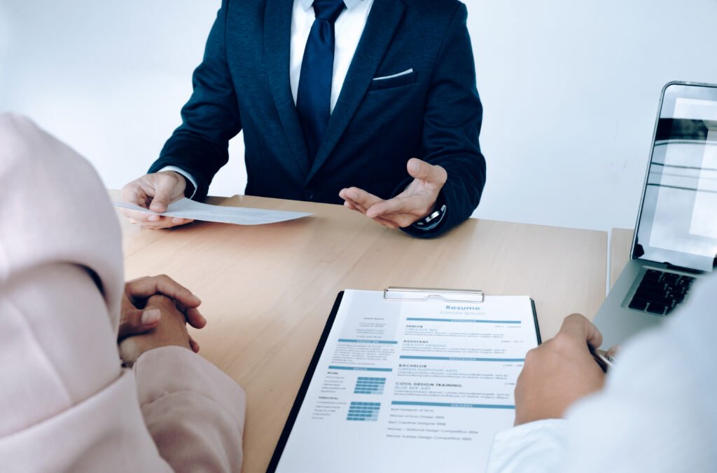 business situation, job interview concept. job seeker present re
